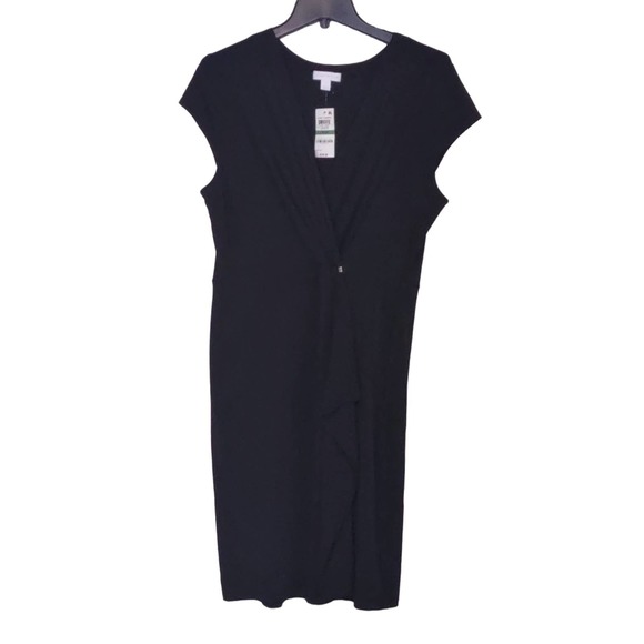 Charter Club Knit Cap Sleeve Crossover Dress Black Large - Picture 5 of 10